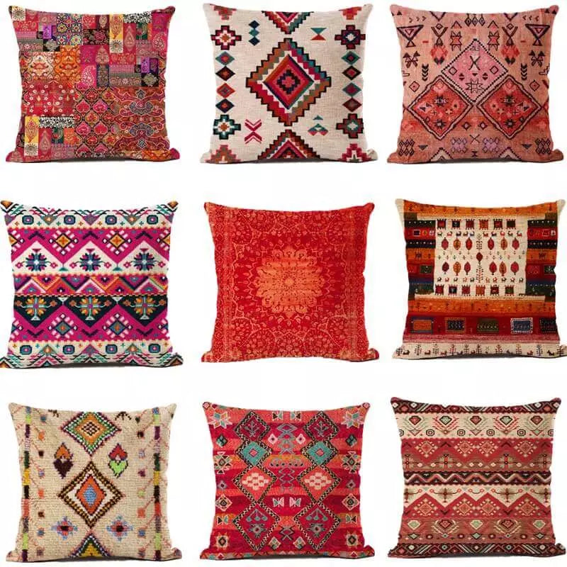 CAPAS DE ALMOFADAS EM LINHO BOHO CHIC