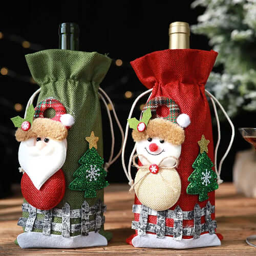 CAPAS DE VINHO E CHAMPAGNE DECORAÇÃO DE NATAL