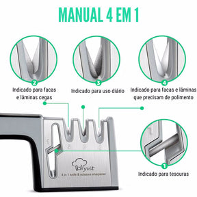 AMOLADOR DE FACAS 4 EM 1 DIAMOND - AFIADOR DE FACA E TESOURA COZINHA.